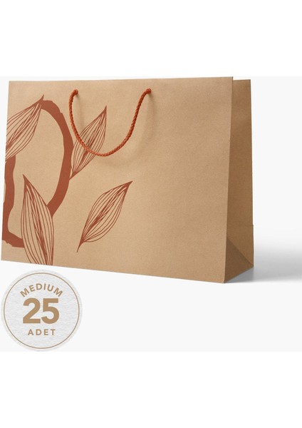 No1 25'li Floral Seri Kraft Çanta - Kraft - 37x25x11 Cm fırsatları