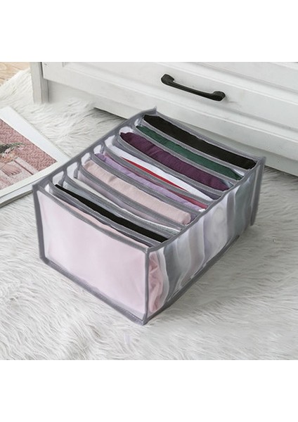 White 7grid Jeans Style Jeans Compartment Storage Box Closet Wardrobe Clothes Drawer Mesh Separation Organizer Boxes Stacking Pants Storage Organizer (Yurt Dışından) fiyatları
