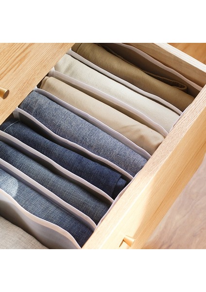 White 7grid Jeans Style Jeans Compartment Storage Box Closet Wardrobe Clothes Drawer Mesh Separation Organizer Boxes Stacking Pants Storage Organizer (Yurt Dışından) indirimleri