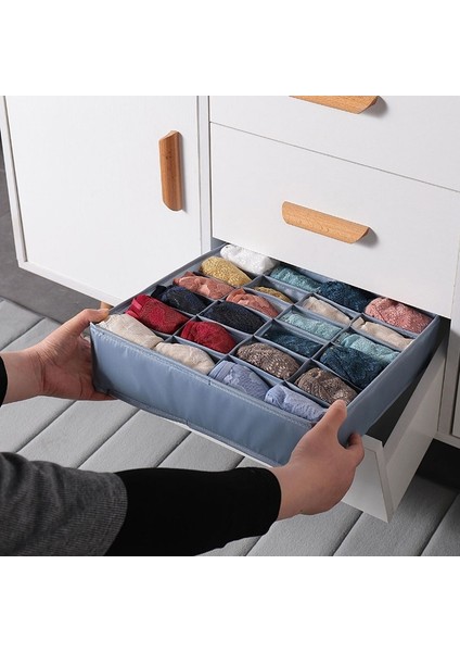 6 Izgara Koyu Gri Stil 24 Izgara Çorap Depolama Organizatör Kutuları Katlanabilir Dolap Çekmece Organizatörleri Elbise Dolapları Iç Çamaşırı Külot Sutyen Saklama Kutusu (Yurt Dışından) fırsatları