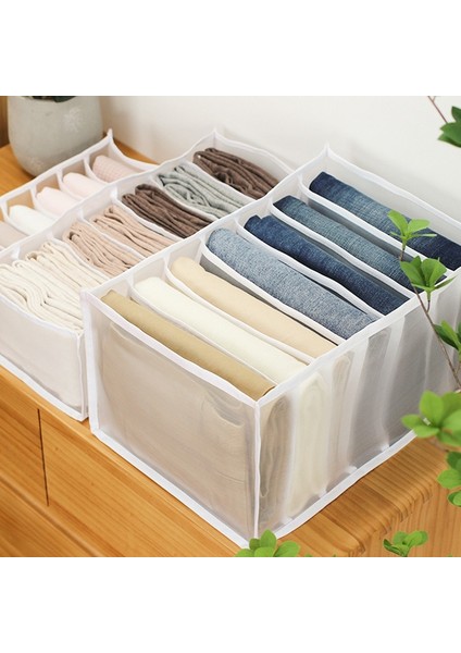 Gray 11 Grids Style Jeans Compartment Storage Box Closet Wardrobe Clothes Drawer Mesh Separation Organizer Boxes Stacking Pants Storage Organizer (Yurt Dışından) fırsatları