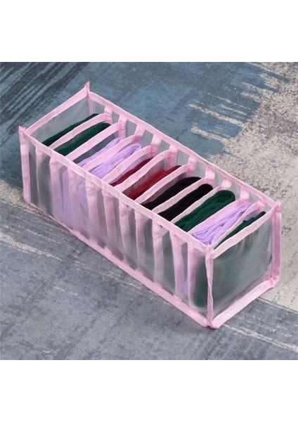 Pembe 11 Izgara Stili NO.44631 Beden Çorap Saklama Kutusu Bez Katlanabilir Çekmece Tipi Ev Sütyen Kravat Iç Çamaşırı Saklama Sepeti Bölmeleri Kapaksız Yıkanabilir (Yurt Dışından)