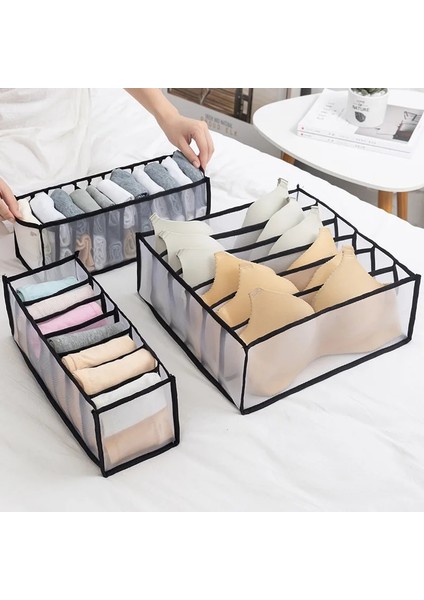 A-Siyah 7 Izgara Stili Iç Çamaşırı Sutyen Organizatör Katlanabilir Saklama Kutusu Çekmece Dolap Organizatörleri Bölücü Kutular Iç Çamaşırı Atkılar Çorap Sutyen Yeni (Yurt Dışından) modelleri