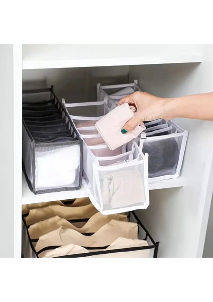 Pembe 6girds Tarzı Iç Çamaşırı Saklama Kutusu Kadın Çorapları Dolap Çekmece Sutyen Külot Kalınlaşmış Bölme Saklama Kutusu Örgü Ekose (Yurt Dışından)