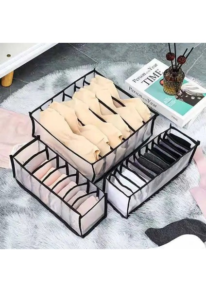 Pembe 6girds Tarzı Iç Çamaşırı Saklama Kutusu Kadın Çorapları Dolap Çekmece Sutyen Külot Kalınlaşmış Bölme Saklama Kutusu Örgü Ekose (Yurt Dışından) modelleri