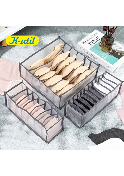 Gri 7 Izgara Stili Iç Çamaşırı Sutyen Çorap Klozet Organizatör Ev Kabine Bölücü Saklama Kutusu Iç Çamaşırı Çorap Sutyen Için Katlanabilir Çekmece Organizatör Kutusu (Yurt Dışından) fırsatları