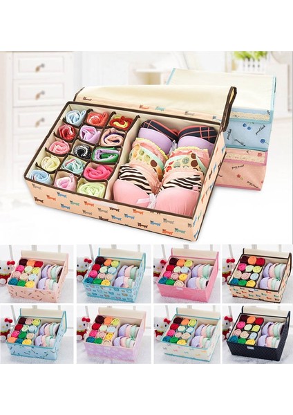 Pembe Ayçiçeği Tarzı Ev Depolama Kiti Çekmece Klozet Organizatörleri Su Geçirmez Oxford Kumaş Iç Çamaşırı Saklama Kutusu Yerden Tasarruf Edilebilir Katlanabilir 13 Izgara (Yurt Dışından)