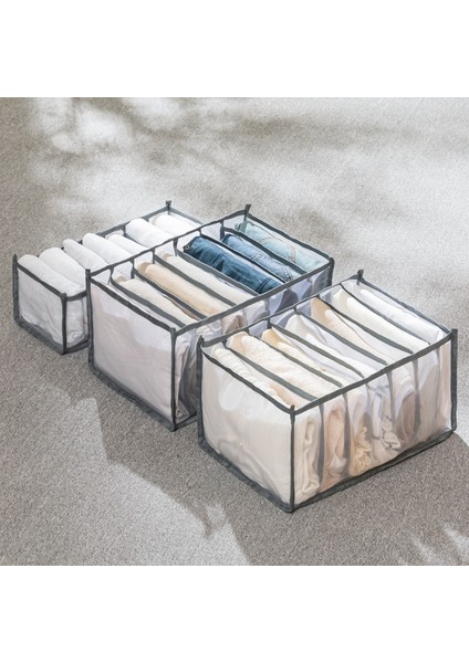 Gri Stil 32X25X17CM 9 Izgara Giysi Organizatör Kot Saklama Kutusu Kutu Bölmeleri Giysi Çorap Sutyen Katlanabilir Bölücü Çekmece Dolap Ev Giysileri Depolama (Yurt Dışından)