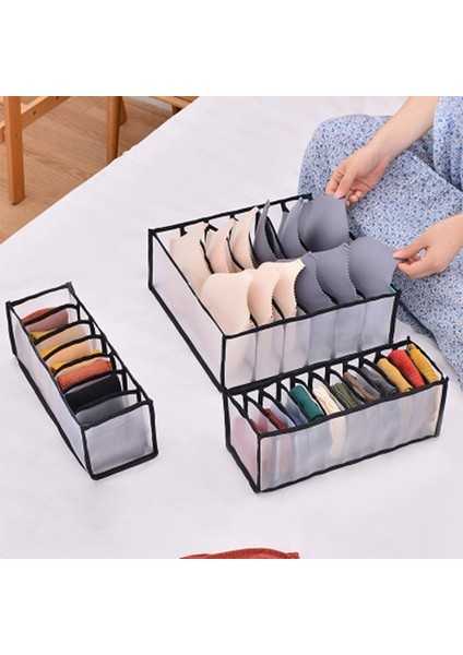 Gümüş Tarzı 3 Adet Yurt Klozet Organizatör Çorap Ev Ayrılmış Iç Çamaşırı Saklama Kutusu 7 Izgaralar Sutyen Organizatör Katlanabilir Çekmece Organizatör (Yurt Dışından) fırsatları