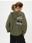 Kapşonlu Fermuarlı Sweatshirt Oversize Arkası Fotoğraf Baskılı Cepli 4