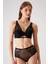 Siyah 4840 Cenova Soft Push Up Dolgulu Dantelli Sütyen ve Yüksek Bel Külot Iç Çamaşır Takımı 1