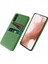 Samsung Galaxy S23 Kumaş Doku Çizgiye Deans Anti-Cratch Telefon Kılıfı Çift Kart Yuvaları Sert Pc Koruyucu Cep Telefonu Geri Kapak Yeşil (Yurt Dışından) 1