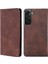 Samsung Galaxy S23 Için+ Cilt Touch Hissedilen Tam Koruma Telefon Stand Vakası Manyetik Otomatik Ahmsorbed Kart Tutucu Kapak-Dark Brown (Yurt Dışından) 2