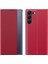 Samsung Galaxy S23 Için+ Yan Görünüm Penceresi Telefon Kabası Katlanabilir Stand Pu Deri Koruyucu Kapak Kırmızısı (Yurt Dışından) 2