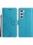 Samsung Galaxy S23+ Pu Deri Stand Cüzdan Kılıfı Çiçek Kelebekleri Baskı Manyetik Talkalı Telefon Kapak Mavisi (Yurt Dışından) 2
