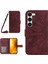 Samsung Galaxy S23+ HT04 Için Baskılı Ayçiçeği Pu Deri Kılıf Cüzdan Stand Omuz Kayışı Kırmızılı Skin Touch Telefon Kapağı (Yurt Dışından) 2