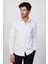 Modern Slim Fit Pamuklu Kolay Ütü Armürlü Beyaz Erkek Gömlek 1