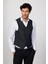 Slim Fit Dar Kesim 3 Cepli 4 Mevsim Düz Gri Erkek Yelek 1