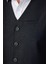 Slim Fit Dar Kesim 3 Cepli 4 Mevsim Düz Gri Erkek Yelek 4
