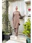 Kruvaze Bisiklet Yaka Sade Basic Tunik Panolon ikili takım - 03076 - Vizon 1