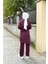 Kruvaze Bisiklet Yaka Sade Basic Tunik Panolon ikili takım - 03076 - Mürdüm 2