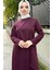 Kruvaze Bisiklet Yaka Sade Basic Tunik Panolon ikili takım - 03076 - Mürdüm 3
