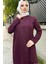 Kruvaze Bisiklet Yaka Sade Basic Tunik Panolon ikili takım - 03076 - Mürdüm 4
