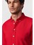 Slim Fit Uzun Kol Biyeli Yaka Düğmeli Keten Kırmızı Erkek Gömlek 2