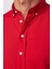 Slim Fit Uzun Kol Biyeli Yaka Düğmeli Keten Kırmızı Erkek Gömlek 4