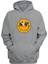 Unisex Smiley Anime Gözler Baskılı Gri Normal Kalıp Şardonlu Kalın Sweatshirt 1