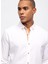 Slim Fit Düğmeli Yaka Düz Beyaz Erkek Gömlek B33W20051 5