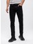 Siyah Slim Fit 5 Cepli Pamuklu Denim Pantolon 3