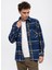 Oversize Klasik Yaka Kareli Lacivert Erkek Gömlek B33W22049 1