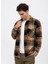 Oversize Klasik Yaka Kareli Kahve Erkek Gömlek B33W22053 3