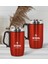 Gift Kişiye Özel Deri Çantalı Kırmızı Seyahat Termosu ve Ikili Termos Mug Hediye Seti - 7 2