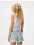 Parlak Crop Atlet Bisiklet Yaka Kolsuz Slim Fit Ribanalı 4