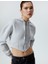 Fermuarlı Crop Sweatshirt Korse Görünümlü 1