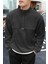 Erkek Oversize Regular Dik Yaka Yarım Fermuarlı Polar Sweatshirt 1