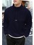 Erkek Oversize Regular Dik Yaka Yarım Fermuarlı Polar Sweatshirt 1
