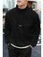 Erkek Oversize Regular Dik Yaka Yarım Fermuarlı Polar Sweatshirt 1
