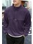 Erkek Oversize Regular Dik Yaka Yarım Fermuarlı Polar Sweatshirt 1
