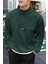 Erkek Oversize Regular Dik Yaka Yarım Fermuarlı Polar Sweatshirt 1