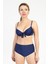 Kadın 718 Yüksel Bel Kaplı Bikini Takımı Lacivert 1