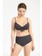 Kadın 718 Yüksel Bel Kaplı Bikini Takımı Füme 1