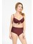 Kadın 718 Yüksel Bel Kaplı Bikini Takımı Bordo 1