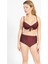 Kadın 718 Yüksel Bel Kaplı Bikini Takımı Bordo 2