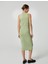Kalem Elbise Midi Kolsuz Yuvarlak Yaka Pamuklu Slim Fit 4