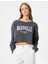 Crop Sweatshirt Baskılı Uzun Kollu Pamuklu 3