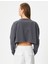 Crop Sweatshirt Baskılı Uzun Kollu Pamuklu 4