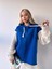 Pikka Online Kadın Kolları Triko Oversize Curve Tasarım Saks Sweatshirt 1